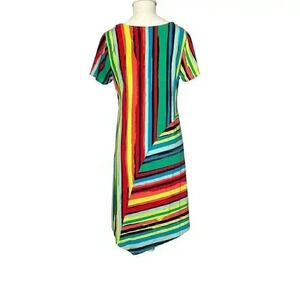 SOFT SURROUNDINGS Womens Happy Place Mixed Stripe Soft Stretch Dress Size Small
